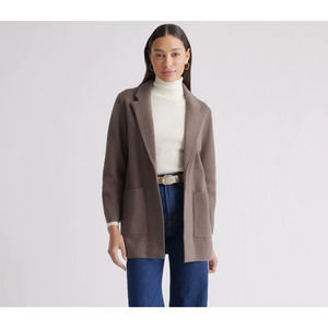 QUINCE 100% Organic Cotton Knit Blazer Heather Brown XS